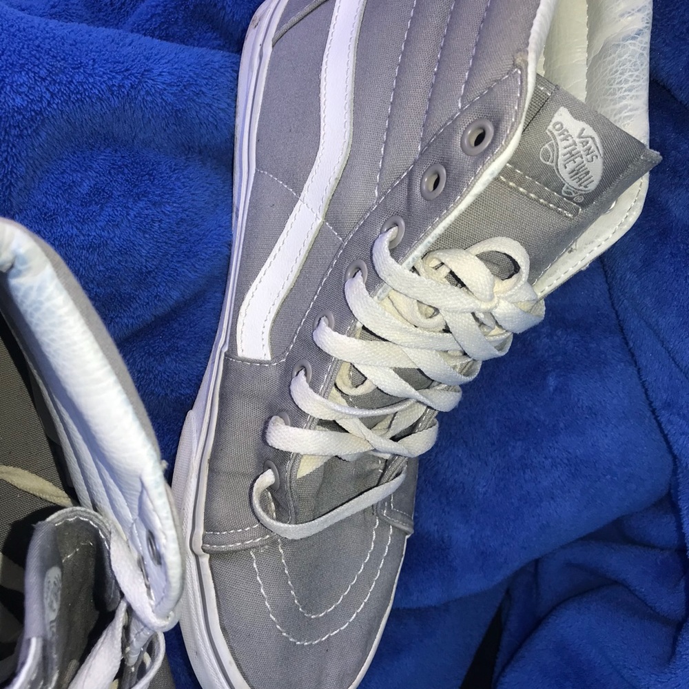 High top grey and white vans